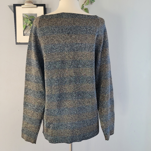 Reiss Josephine Lurex Metallic Tonal Striped Pull Over Women's Jumper Sweater S - Picture 4 of 12